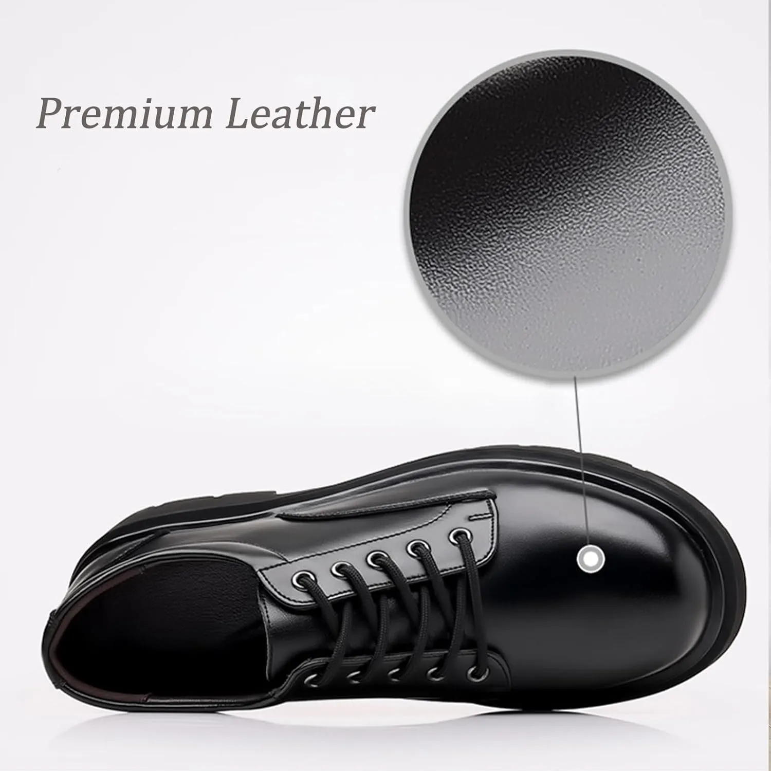 Mens Leather Lace Up Platform Dress Oxford Shoes Modern Comfortable Classic Chunky Heel Business Casual Formal Shoes for Wedding Work Party