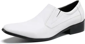 Men's Leather Shoes, British Style Solid Color Simple Pointed Men's Dress Shoes, Wedding Party Banquet Nightclub Stage Host Barber Uniform Office Work Shoes