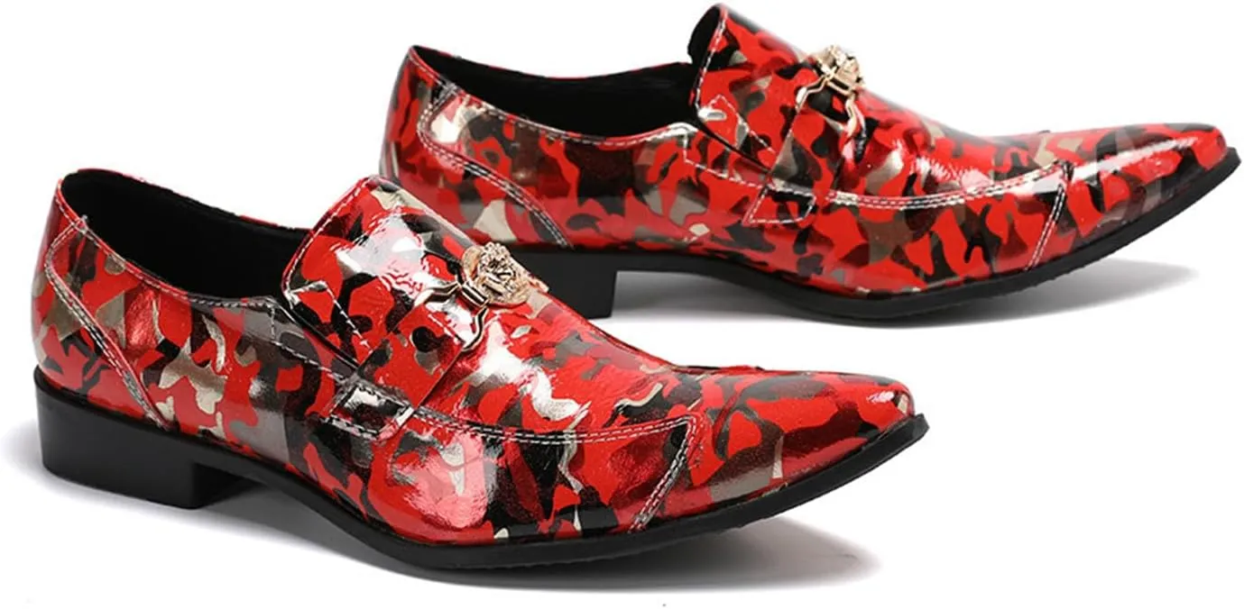 Men's Leather Shoes, Business Simple Prints Men's Dress Shoes, Wedding Party Banquet Nightclub Stage Host Barber Uniform Office Work Shoes