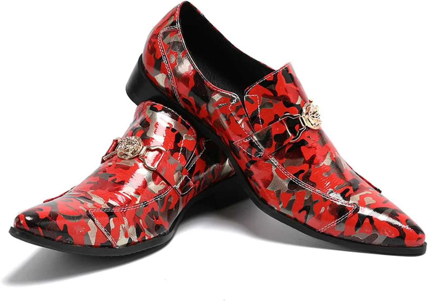 Men's Leather Shoes, Business Simple Prints Men's Dress Shoes, Wedding Party Banquet Nightclub Stage Host Barber Uniform Office Work Shoes
