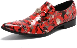Men's Leather Shoes, Business Simple Prints Men's Dress Shoes, Wedding Party Banquet Nightclub Stage Host Barber Uniform Office Work Shoes