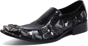 Men's Leather Shoes, Simple Lines and Floral Stitching Men's Dress Shoes, Wedding Party Banquet Nightclub Host Barber Stage Uniform Office Shoes