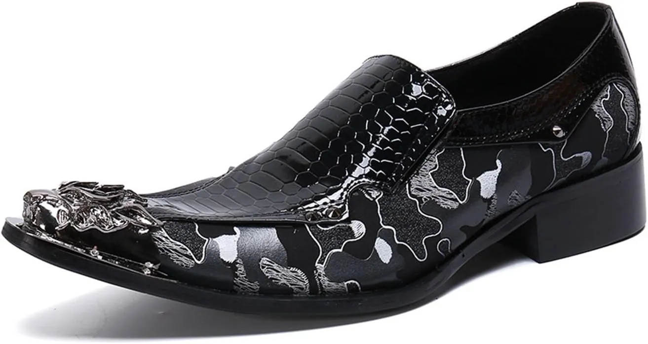 Men's Leather Shoes, Simple Lines and Floral Stitching Men's Dress Shoes, Wedding Party Banquet Nightclub Host Barber Stage Uniform Office Shoes