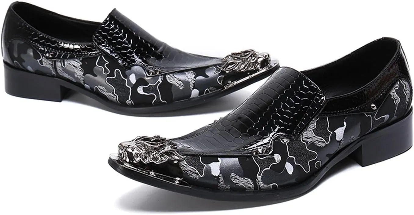 Men's Leather Shoes, Simple Lines and Floral Stitching Men's Dress Shoes, Wedding Party Banquet Nightclub Host Barber Stage Uniform Office Shoes