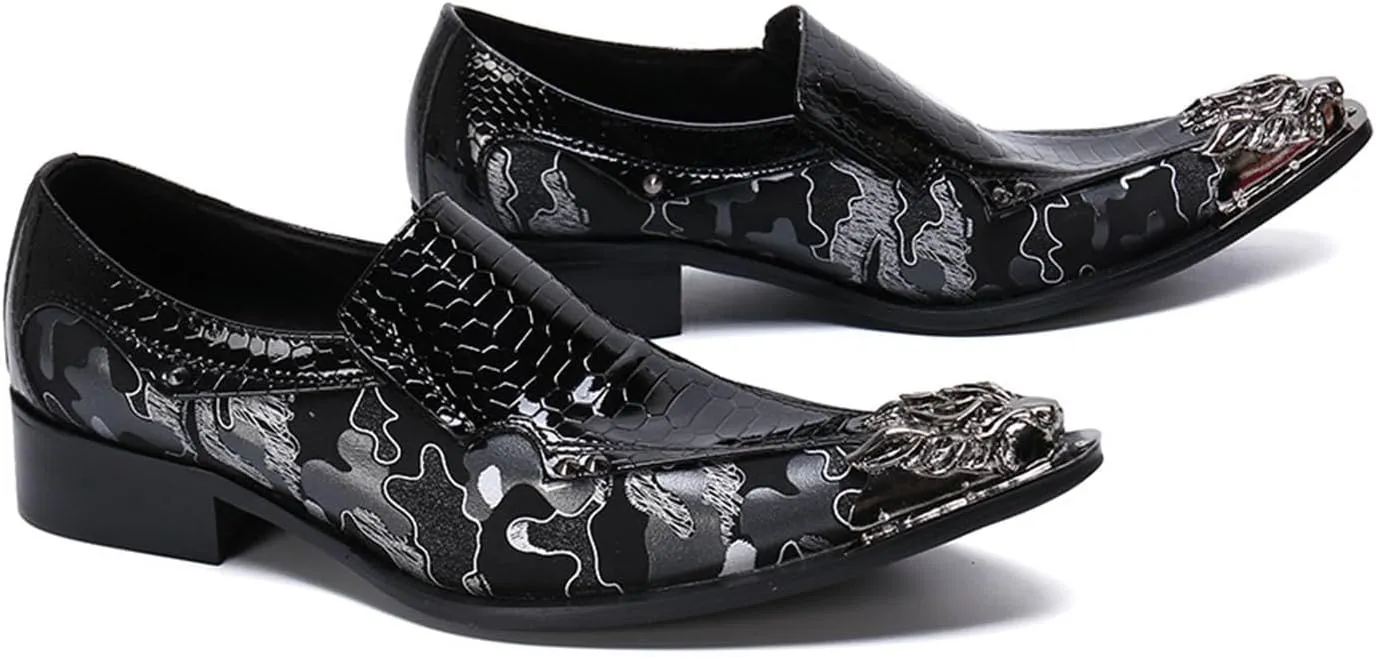 Men's Leather Shoes, Simple Lines and Floral Stitching Men's Dress Shoes, Wedding Party Banquet Nightclub Host Barber Stage Uniform Office Shoes
