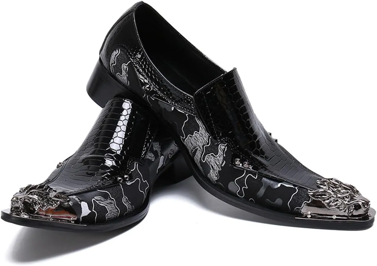 Men's Leather Shoes, Simple Lines and Floral Stitching Men's Dress Shoes, Wedding Party Banquet Nightclub Host Barber Stage Uniform Office Shoes