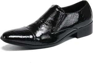 Men's Leather Shoes, Simple Plaid Print Men's Business Dress Shoes, Wedding Party Banquet Nightclub Stage Host Barber Uniform Office Work Shoes