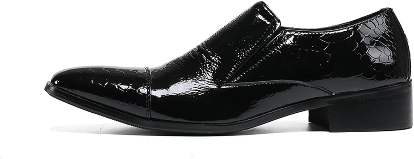 Men's Leather Shoes, Simple Plaid Print Men's Business Dress Shoes, Wedding Party Banquet Nightclub Stage Host Barber Uniform Office Work Shoes