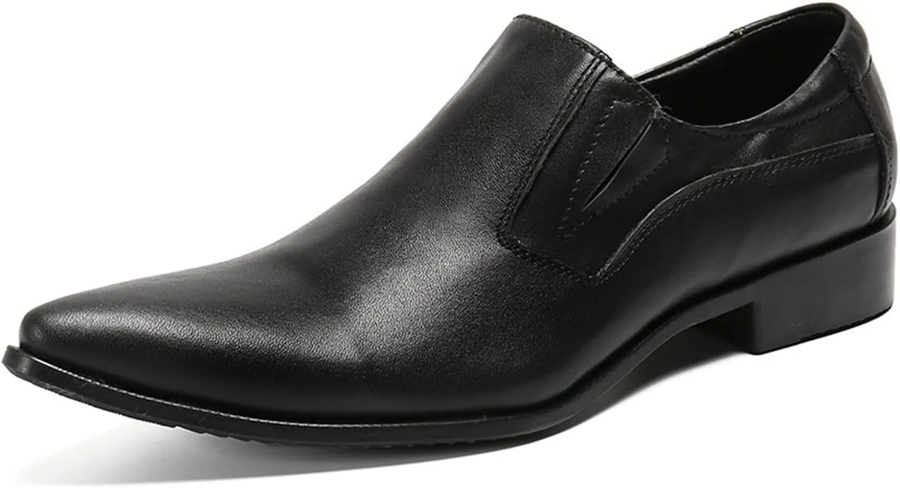 Men's Leather Shoes, Simple Temperament Breathable Men's Business Casual Dress Shoes, Wedding Party Banquet Nightclub Stage Host Barber Uniform Office Work Shoes