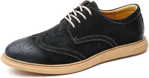 Men's Oxfords Suede Low Heel Fashion Classic Round-Toe Lace Up Wing Tips Business Dress Leather Derby Shoes Casual Comfortable Formal Work Wedding Shoes for Men