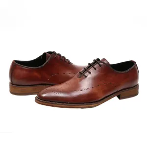 Men's Perforated Derby Dress Shoes in Full Grain Leather
