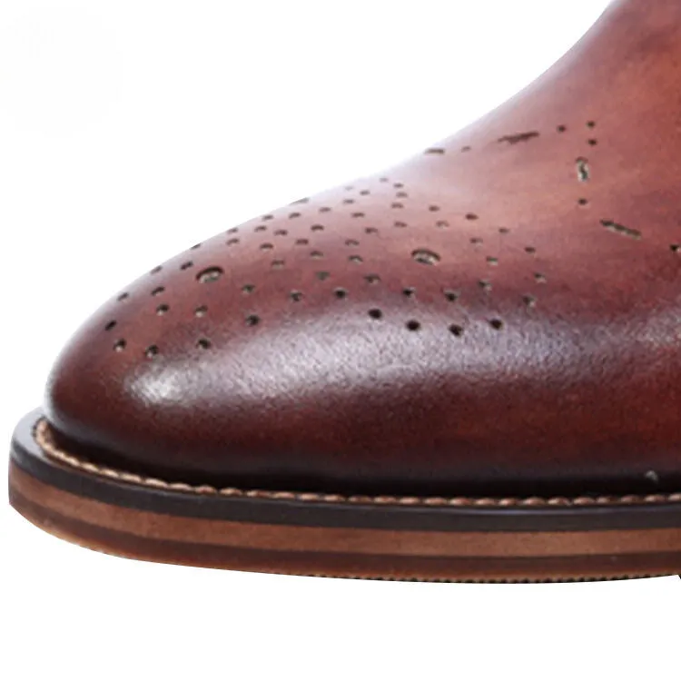 Men's Perforated Derby Dress Shoes in Full Grain Leather