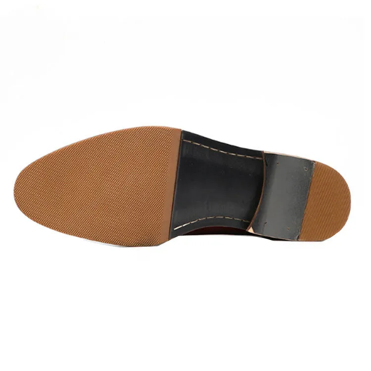 Men's Perforated Derby Dress Shoes in Full Grain Leather