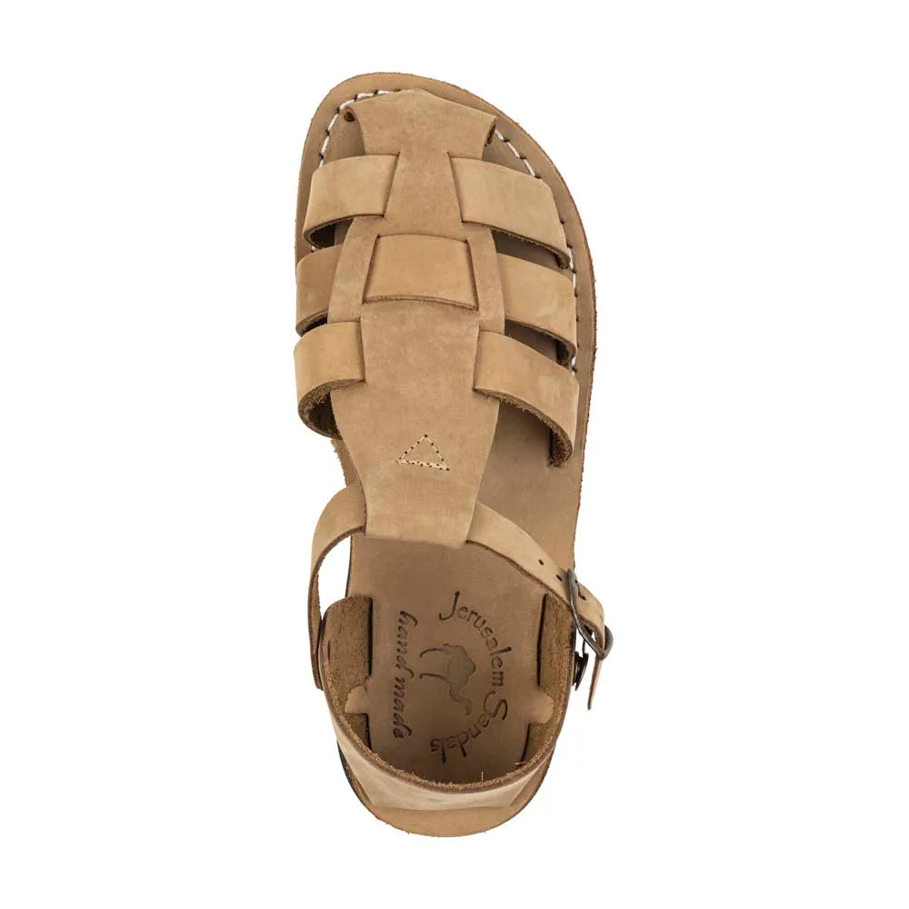 Michael - Closed Toe Leather Fisherman Sandal | Yellow Nubuck