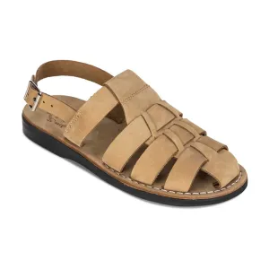 Michael - Closed Toe Leather Fisherman Sandal | Yellow Nubuck