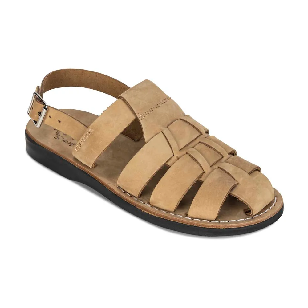 Michael - Closed Toe Leather Fisherman Sandal | Yellow Nubuck