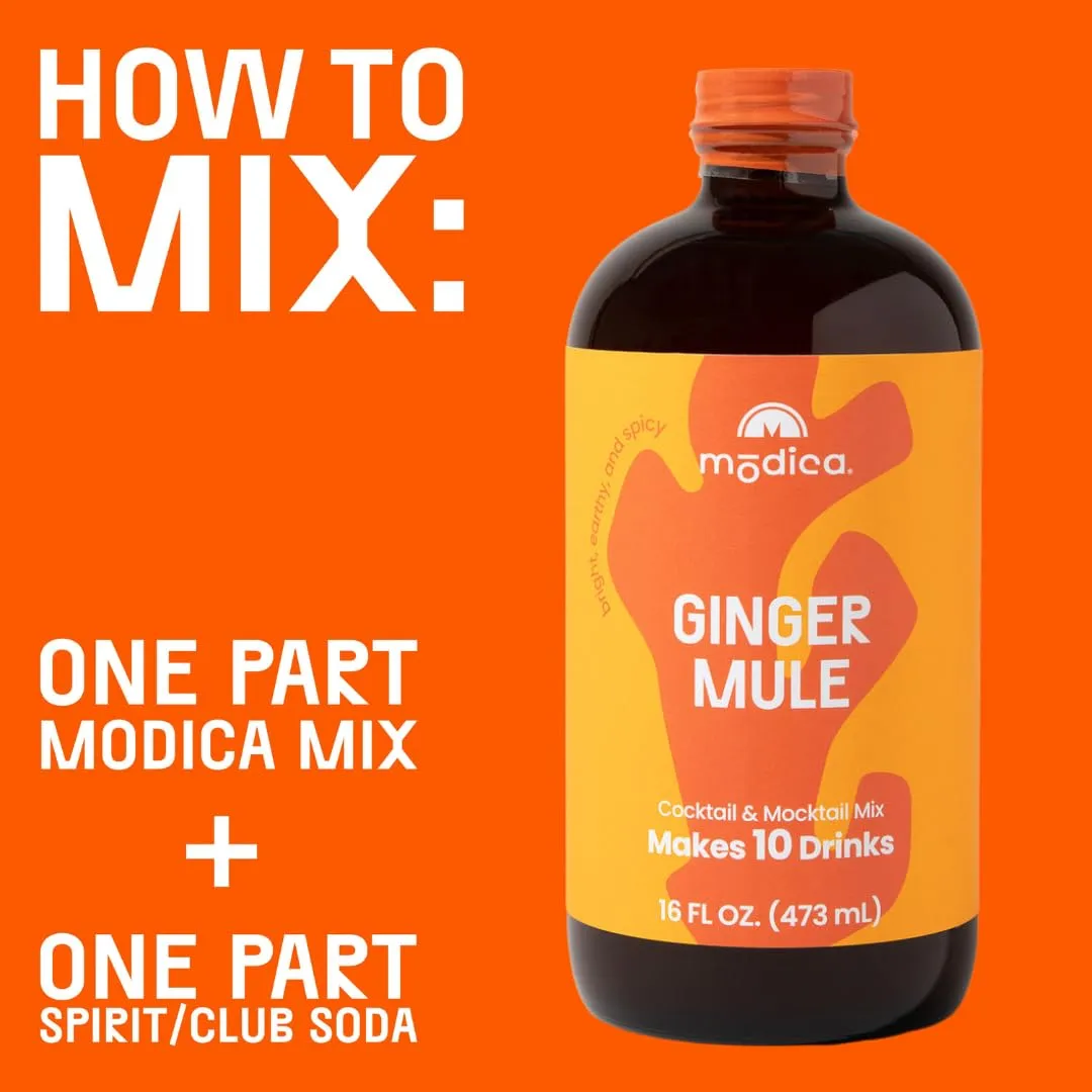 Modica Turmeric Ginger Mule - Premium Non-Alcoholic Cocktail & Mocktail Mixer (10 Servings) Created by Award-Winning Mixologist