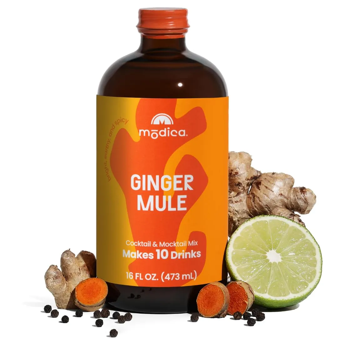 Modica Turmeric Ginger Mule - Premium Non-Alcoholic Cocktail & Mocktail Mixer (10 Servings) Created by Award-Winning Mixologist