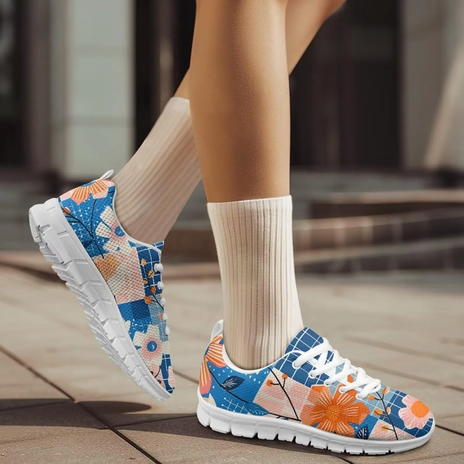 Modysero Shoes for Women Lace Up Tennis Shoes Daily Casual Womens Running Shoes with Mesh Breathable Ladies Footwear