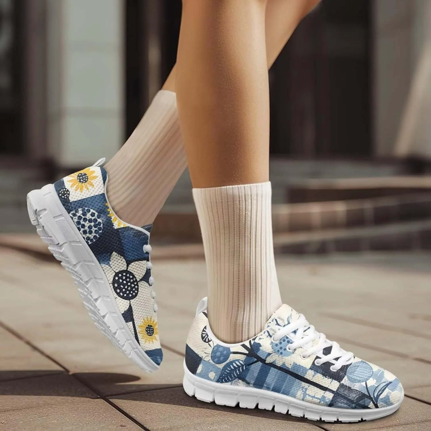 Modysero Shoes for Women Lace Up Tennis Shoes Daily Casual Womens Running Shoes with Mesh Breathable Ladies Footwear