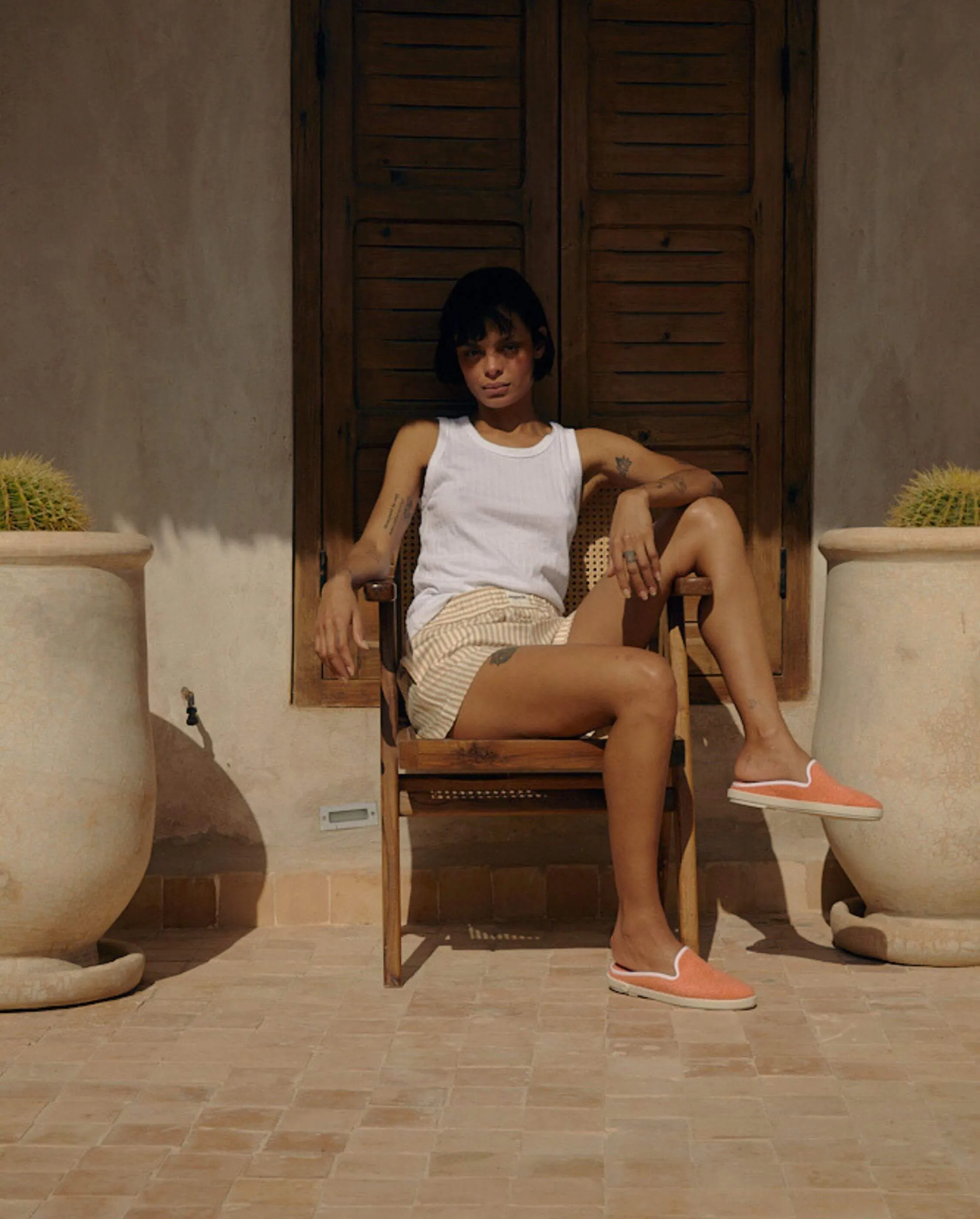 Mule femme éponge, corail