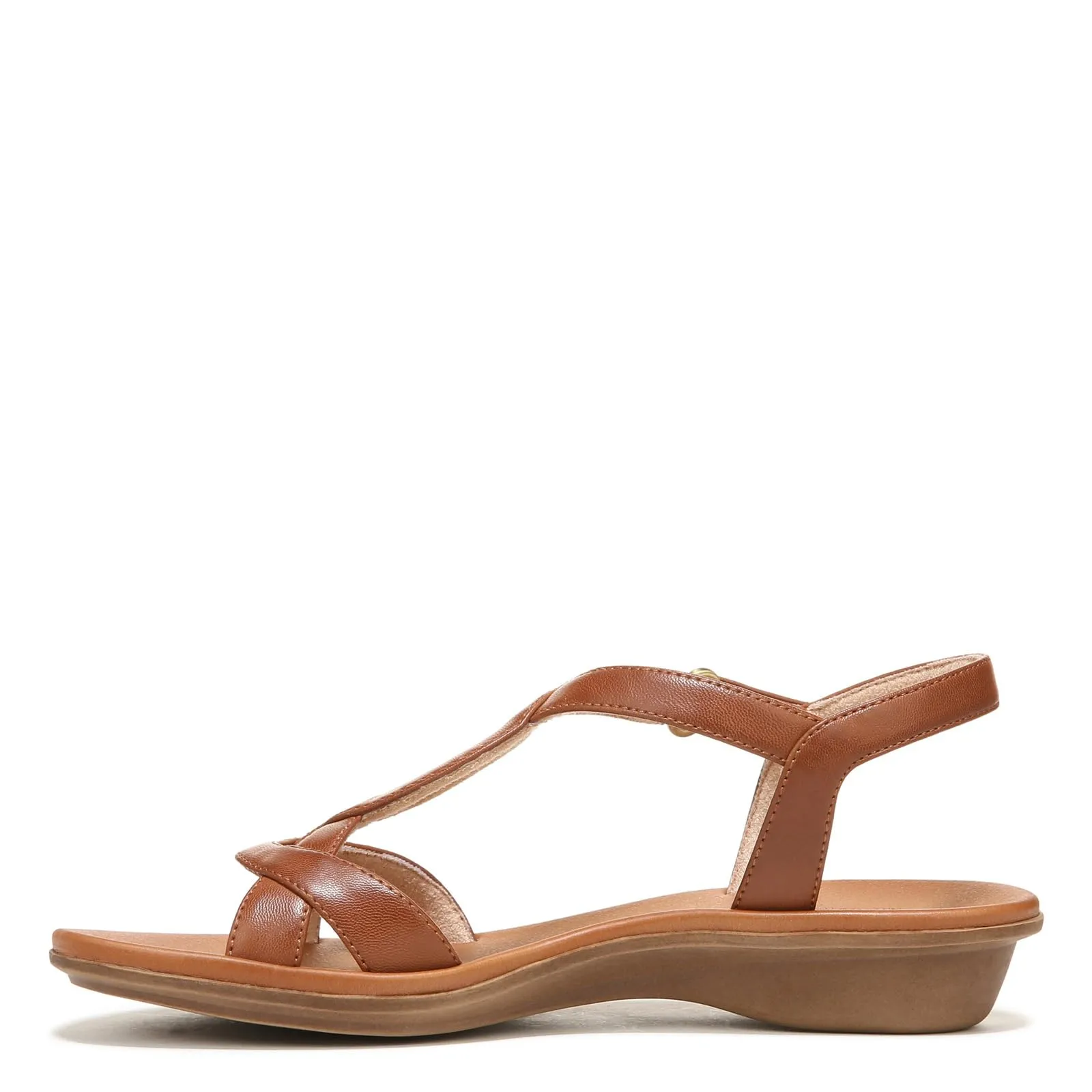Naturalizer SOUL Womens Solo Strappy Flat Memory Foam Casual Sandals,Toffee Brown,10M