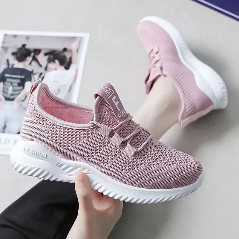 New Fly-Kit Mesh Women's Casual Sneaker Fashion Trend Korean Style Breathable Yeezy Foreign Trade Wholesale Shoes