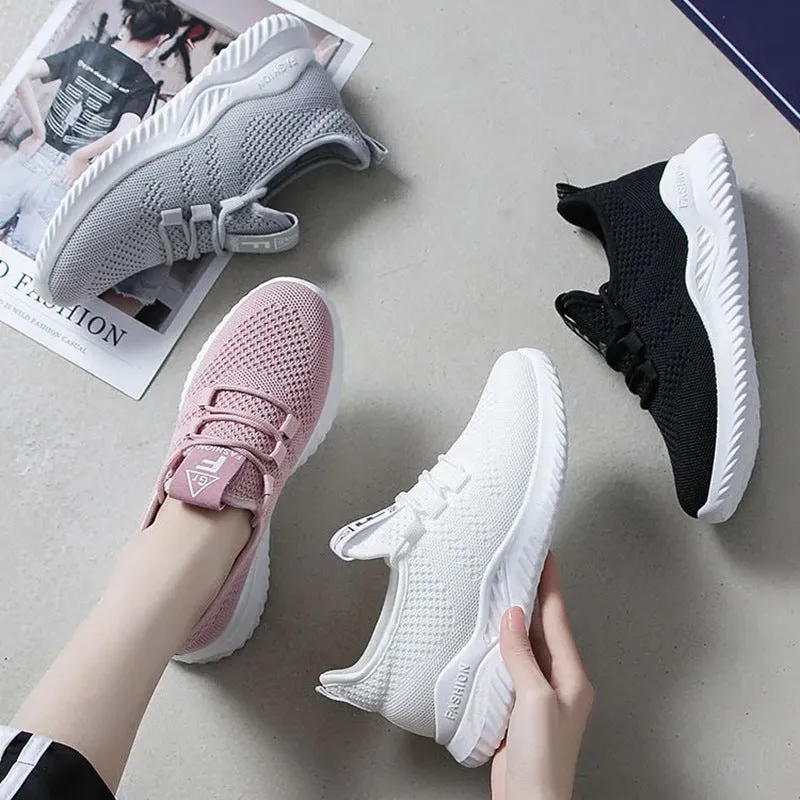 New Fly-Kit Mesh Women's Casual Sneaker Fashion Trend Korean Style Breathable Yeezy Foreign Trade Wholesale Shoes