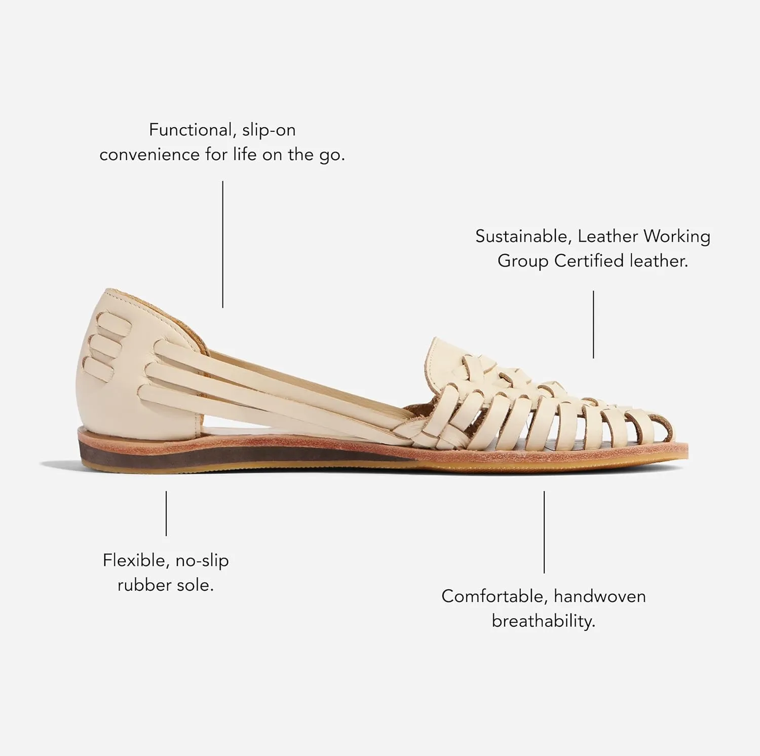 Nisolo Women's Huarache Sandals, Slip-On Comfort, Designed for Casual Everyday Wear, Handwoven & Waterproof Leather, No-Slip Sole