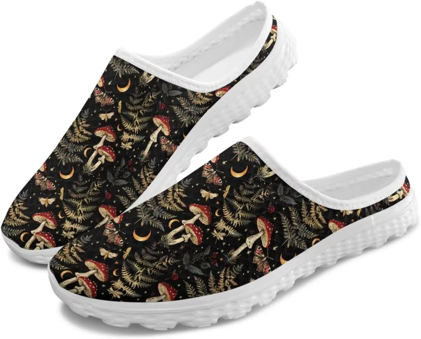 Novelty Mushrooms Women's Slip On Mule Sneakers Anti-Slip Walking Shoes with Elastic Thick Sole for Outdoor Indoor