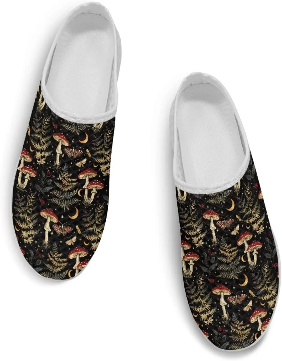 Novelty Mushrooms Women's Slip On Mule Sneakers Anti-Slip Walking Shoes with Elastic Thick Sole for Outdoor Indoor
