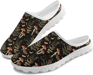 Novelty Mushrooms Women's Slip On Mule Sneakers Anti-Slip Walking Shoes with Elastic Thick Sole for Outdoor Indoor