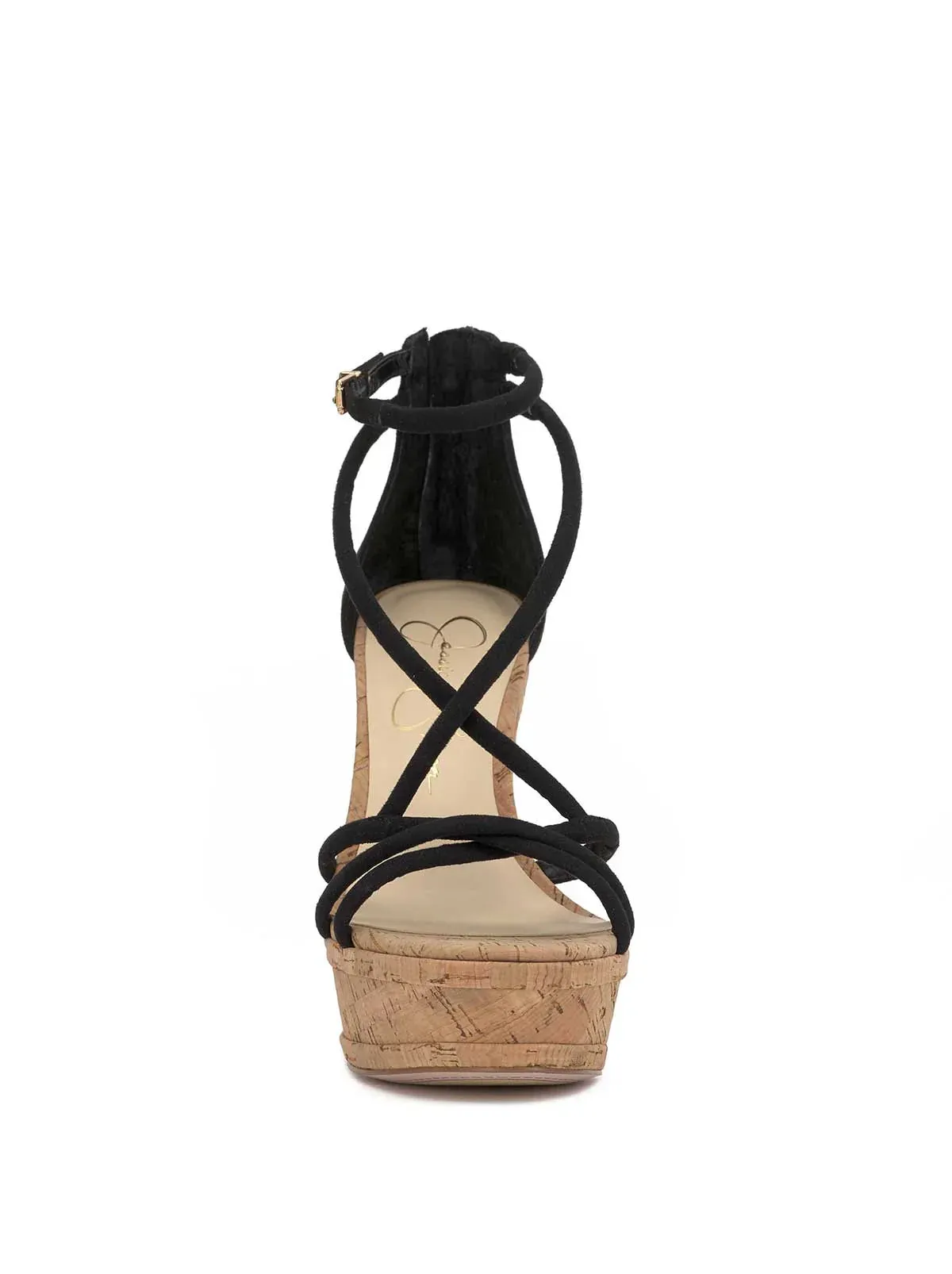 Olype Strappy Wedge Sandal in Black