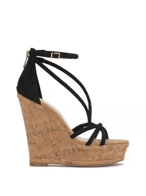 Olype Strappy Wedge Sandal in Black