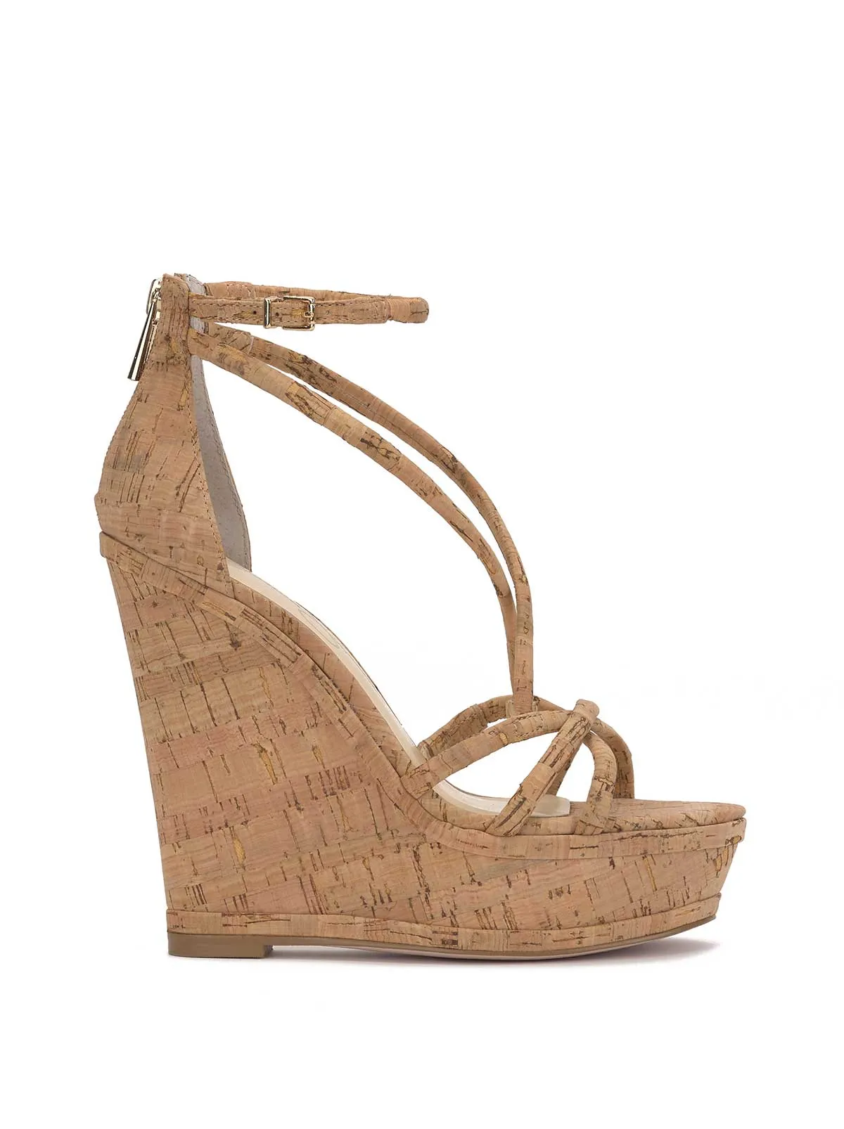 Olype Strappy Wedge Sandal in Black