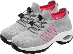 Orthopedic Sneakers Breathable Women Slip on Trainers Comfortable Shoes for Women Stretch Cushion Athletic Shoe Unisex Casual Thick Bottom Walking Shoe