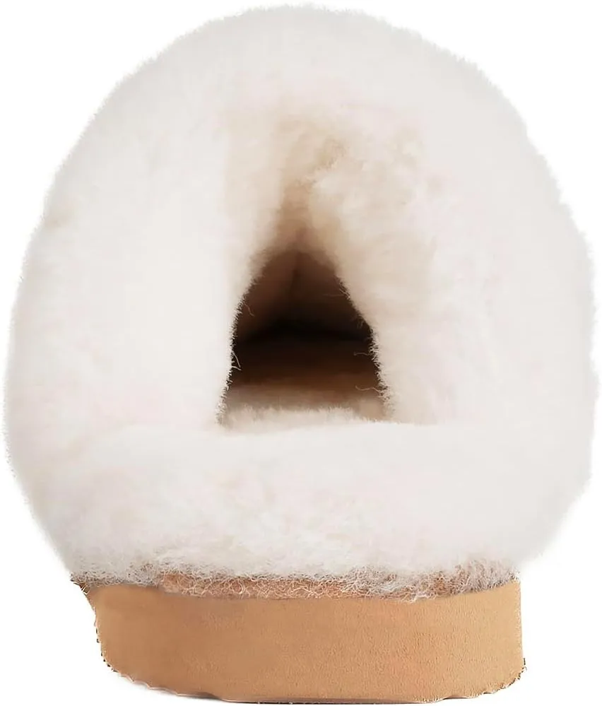 Parfeying Women's Sheepskin House Slippers Indoor Outdoor Shearling Shoes for Women