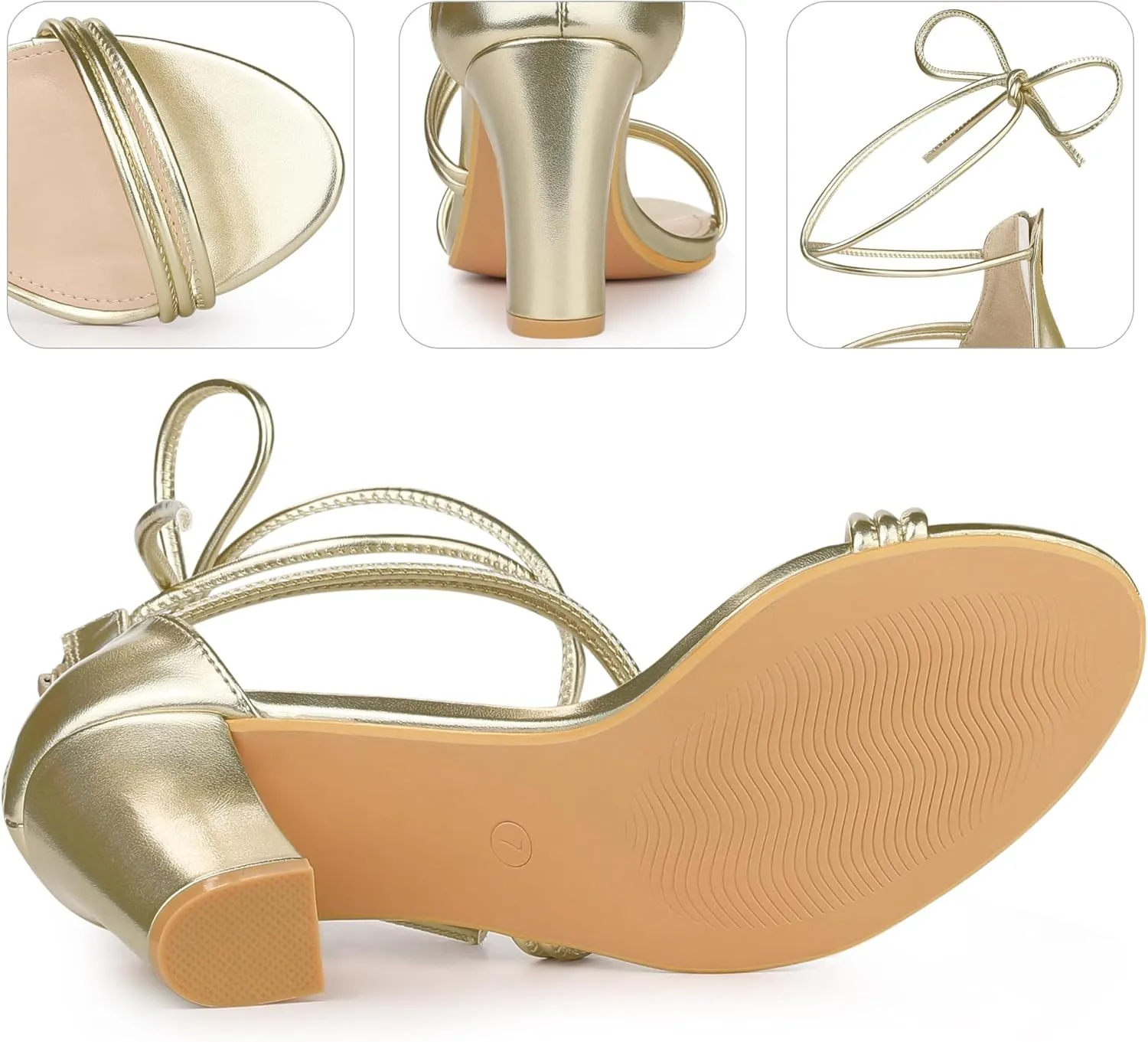 Perphy Open Toe Strappy Lace Up Chunky Heel Sandals for Women