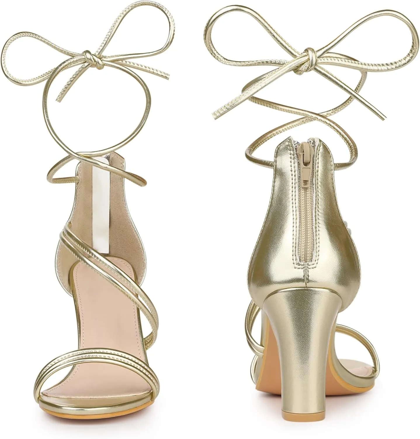 Perphy Open Toe Strappy Lace Up Chunky Heel Sandals for Women