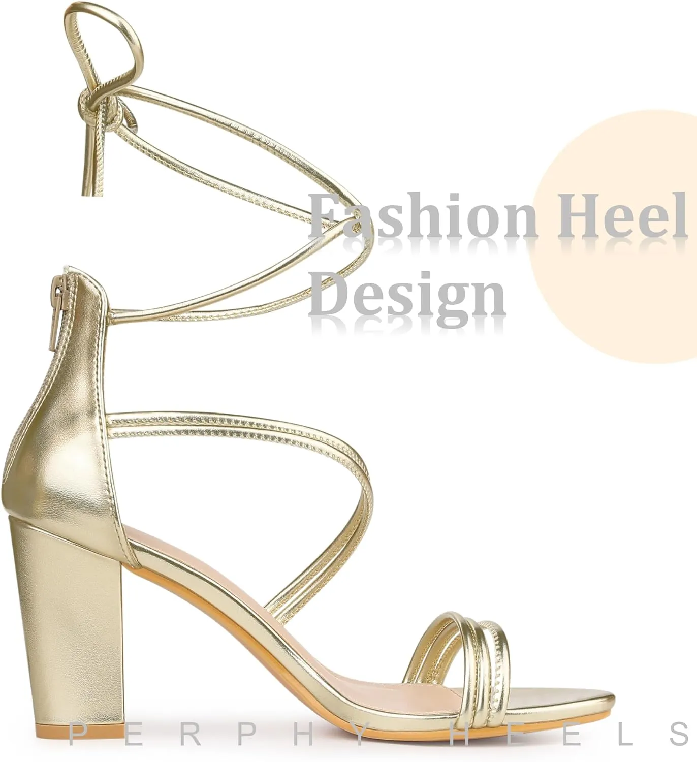 Perphy Open Toe Strappy Lace Up Chunky Heel Sandals for Women
