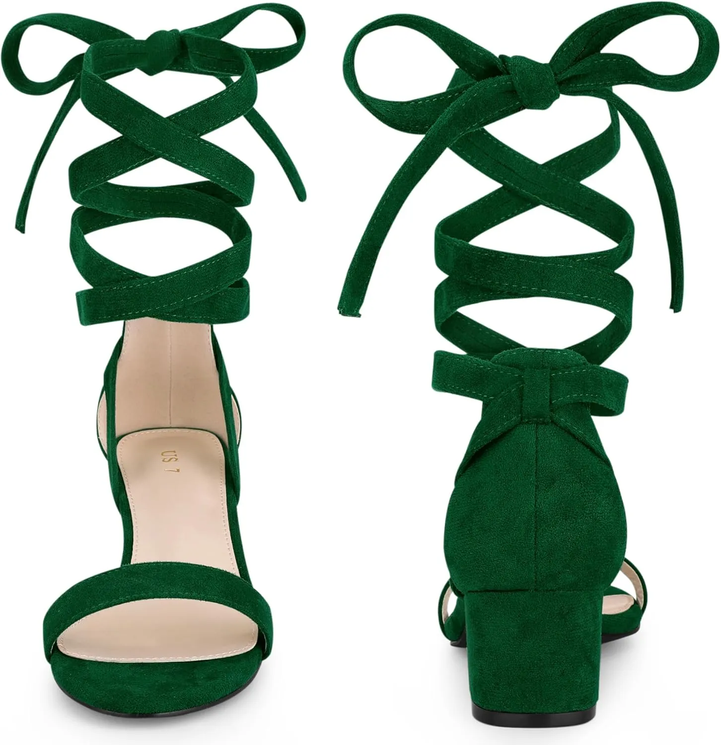 Perphy Strappy Heels Open Toe Block Heel Lace Up Sandals for Women