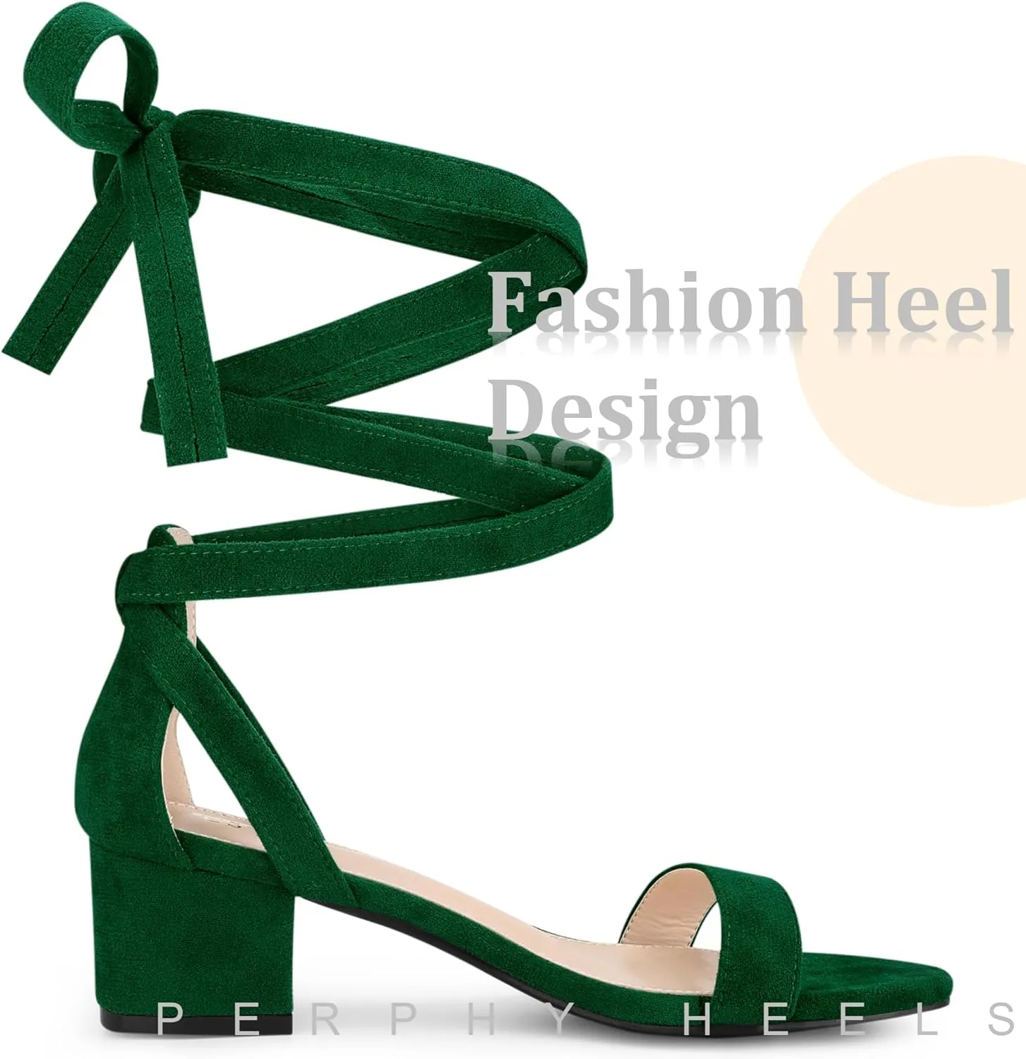 Perphy Strappy Heels Open Toe Block Heel Lace Up Sandals for Women