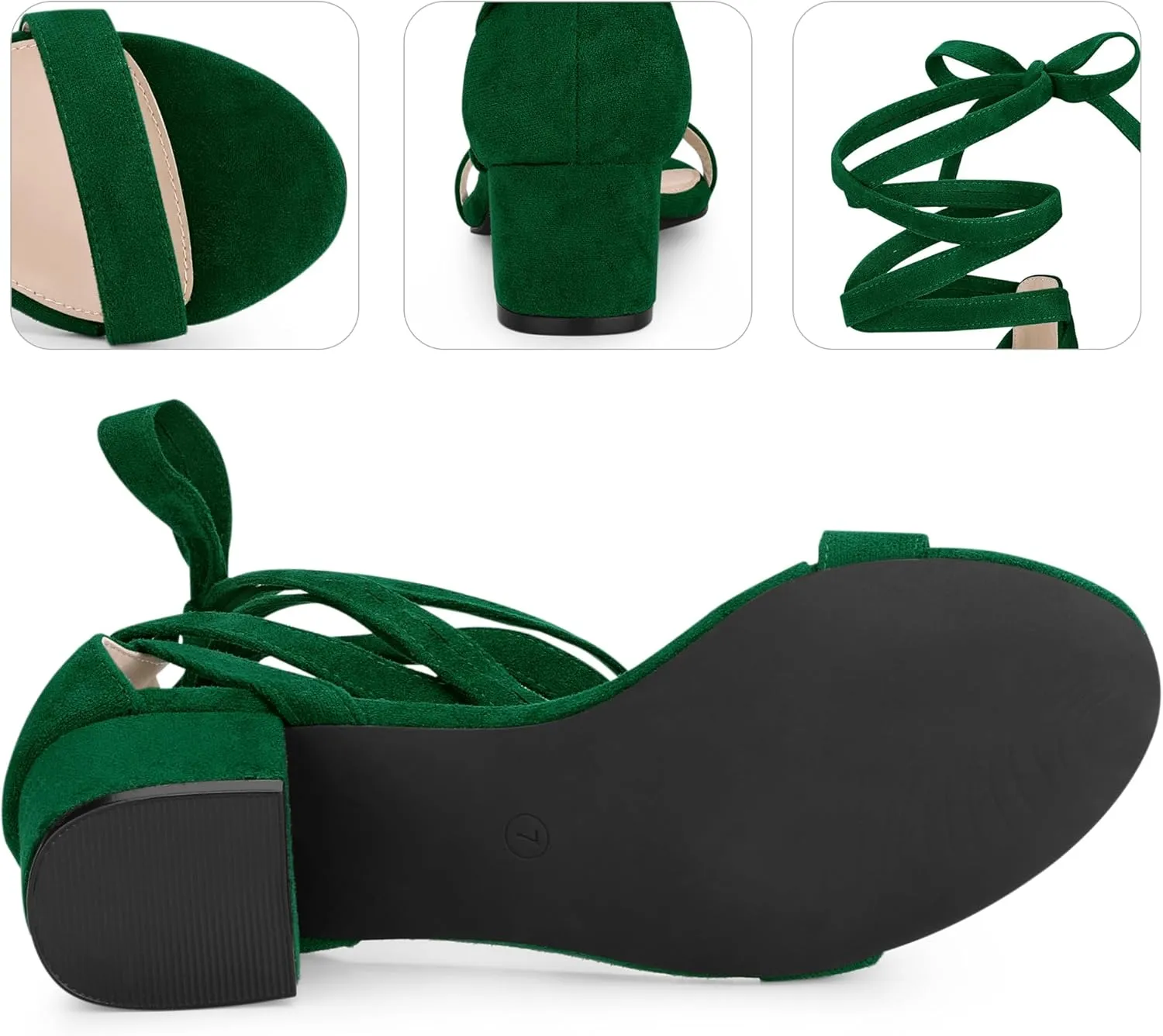 Perphy Strappy Heels Open Toe Block Heel Lace Up Sandals for Women