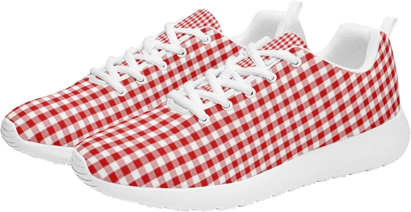 Pitovozu Yellow Squares Orange Black Plaid Sneaker Women Athletic Shoes Running Shoes Sports Sneaker Walking Shoes Gifts for Travel