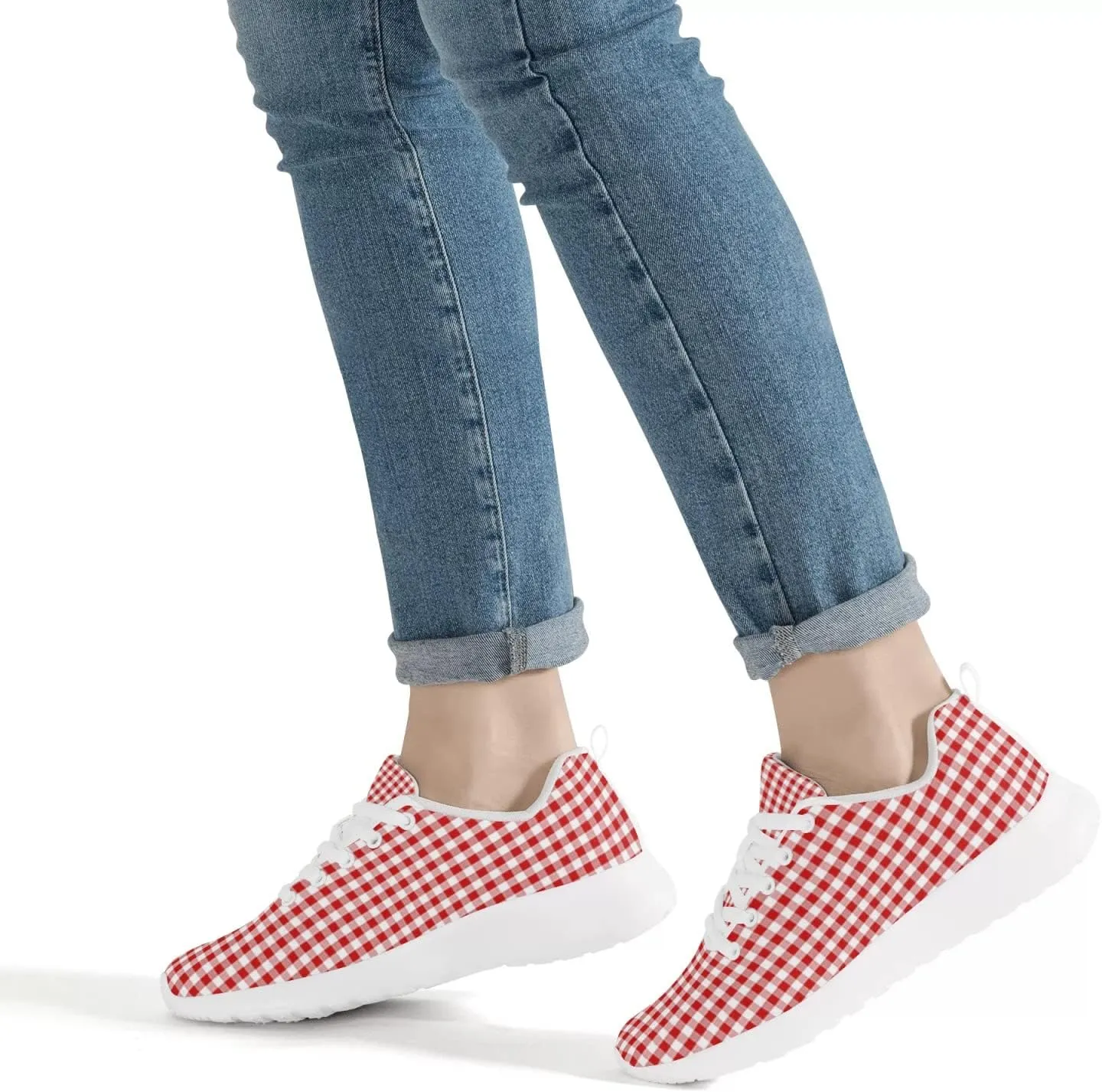 Pitovozu Yellow Squares Orange Black Plaid Sneaker Women Athletic Shoes Running Shoes Sports Sneaker Walking Shoes Gifts for Travel