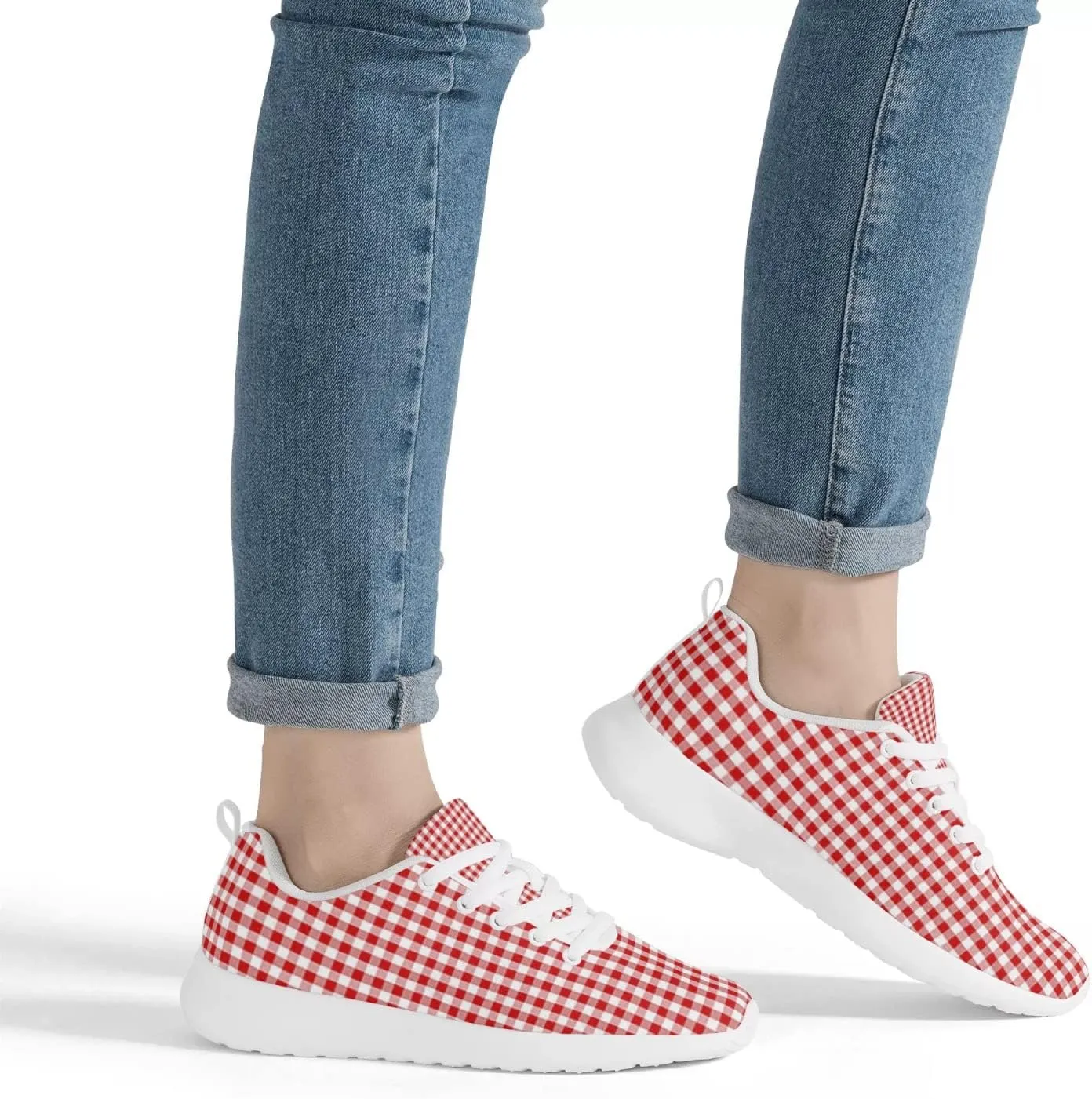 Pitovozu Yellow Squares Orange Black Plaid Sneaker Women Athletic Shoes Running Shoes Sports Sneaker Walking Shoes Gifts for Travel