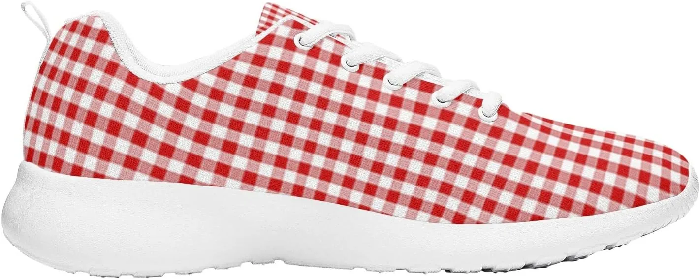 Pitovozu Yellow Squares Orange Black Plaid Sneaker Women Athletic Shoes Running Shoes Sports Sneaker Walking Shoes Gifts for Travel