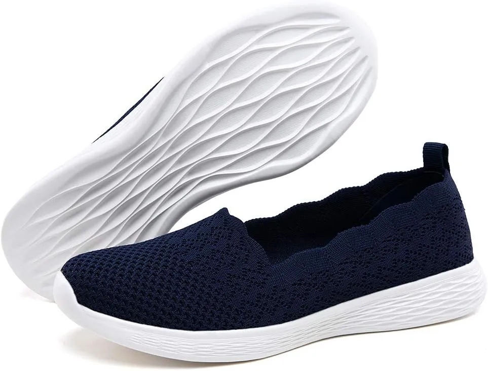 poemlady Women's Slip on Loafer Shoes - Mesh Casual Ballet Flat Nurse Walking Sneakers Knit Round Toe Casual Memory Foam Shoes 2235