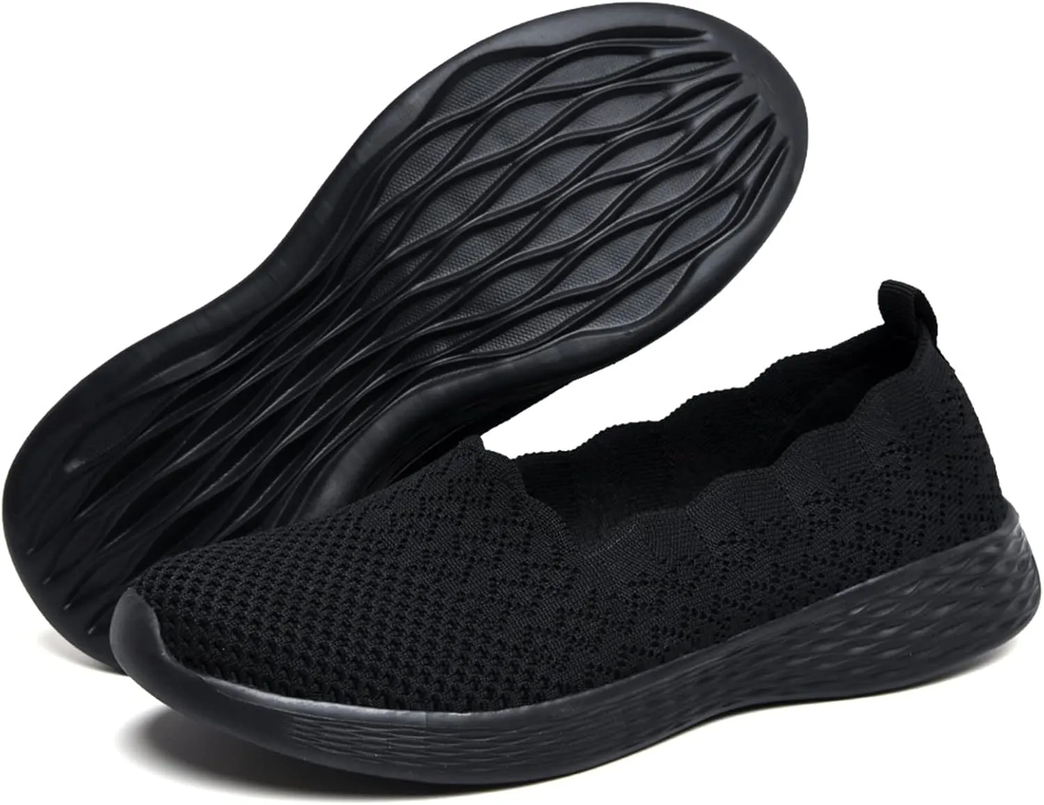 poemlady Women's Slip on Loafer Shoes - Mesh Casual Ballet Flat Nurse Walking Sneakers Knit Round Toe Casual Memory Foam Shoes 2235