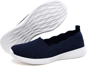 poemlady Women's Slip on Loafer Shoes - Mesh Casual Ballet Flat Nurse Walking Sneakers Knit Round Toe Casual Memory Foam Shoes 2235